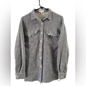 Böhme textured knit long sleeve button down flannel shirt
